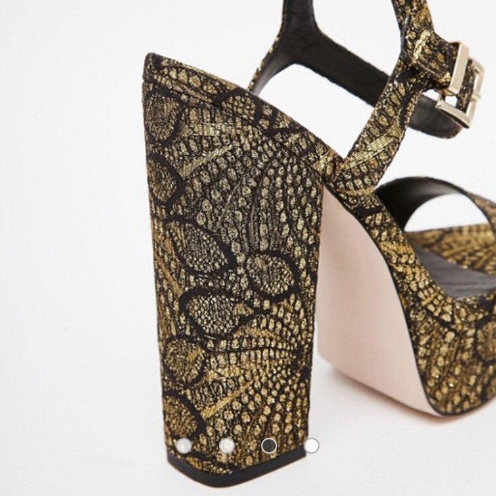 ASOS gold lace heeled platform heel sandals BNWOT - Picture 8 of 11